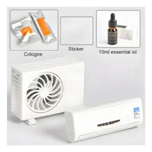 Mini difusor de aroma solar para auto con 2 sobres de colonia, adhesivo y aceite esencial.